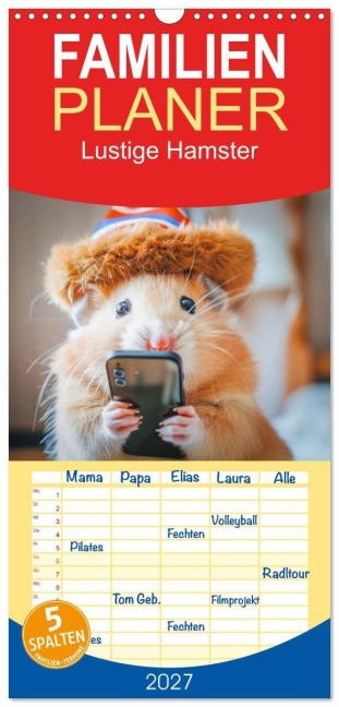Familienplaner 2027 - Lustige Hamster mit 5 Spalten (Wandkalender, 21 x 45 cm) CALVENDO - Steffen Gierok-Latniak