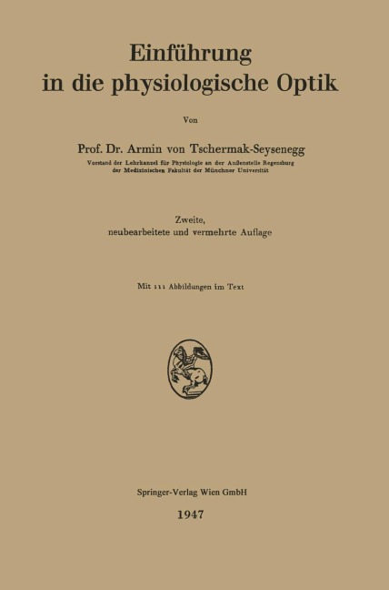Einführung in die physiologische Optik - Armin V. Tschermak-Seysenegg