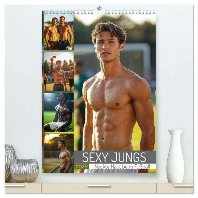 SEXY JUNGS - Nackte Haut beim Fußball (hochwertiger Premium Wandkalender 2026 DIN A2 hoch), Kunstdruck in Hochglanz - Mb Fotografie
