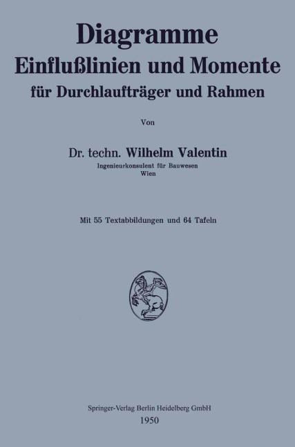 Diagramme Einflußlinien und Momente für Durchlaufträger und Rahmen - Wilhelm Valentin