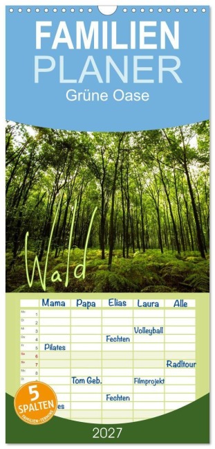 Familienplaner 2027 - Wald mit 5 Spalten (Wandkalender, 21 x 45 cm) CALVENDO - Frauke Gimpel