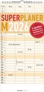 Superplaner M 2026 4 Spalten - Familien-Timer 22x45 cm - Offset-Papier - mit Ferienterminen - Wand-Planer - Familienkalender - Alpha Edition - 