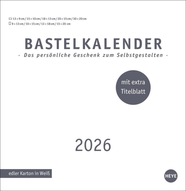 Premium-Bastelkalender weiß groß 2026 - 