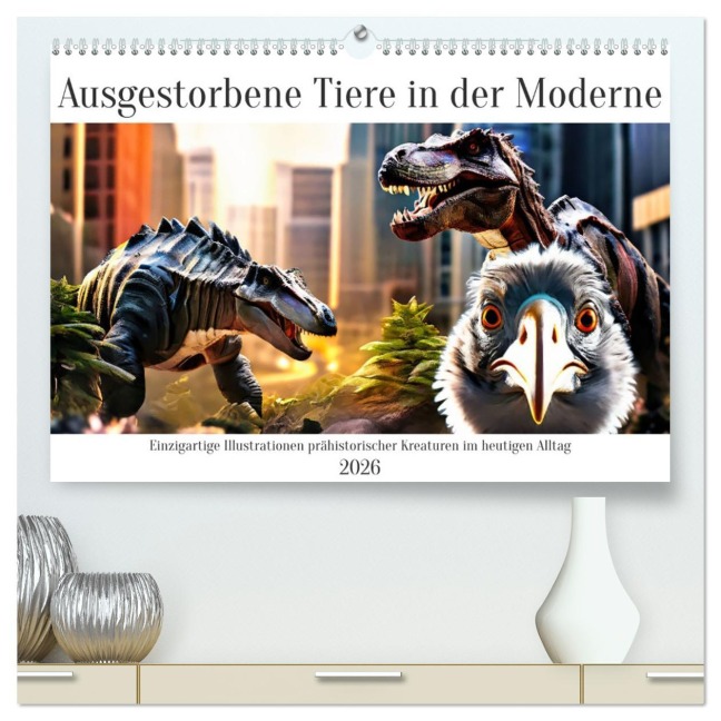 Ausgestorbene Tiere in der Moderne (hochwertiger Premium Wandkalender 2026 DIN A2 quer), Kunstdruck in Hochglanz - Peter Kraaibeek