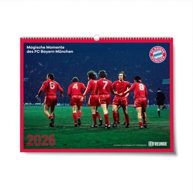 11Freunde - Magische Momente - legendäre Bilder aus der Geschichte des FC Bayern München 2026 | Nostalgie-Wandkalender im Großformat 44x33 cm | Fußballkalender für Fans & Sammler - 