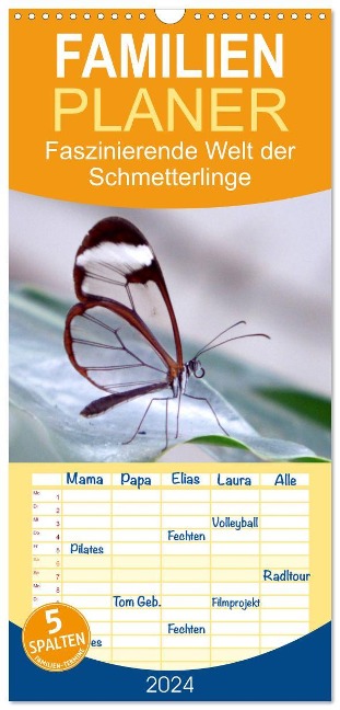 Familienplaner 2025 - Faszinierende Welt der Schmetterlinge mit 5 Spalten (Wandkalender, 21 x 45 cm) CALVENDO - Pocketkai Pocketkai