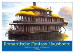 Cover-Bild zum Titel 'Romantische Fantasy Hausboote Magische Stimmungen in der Dämmerung (Wandkalender 2026 DIN A3 quer), CALVENDO Monatskalender' von 'Martina Marten'