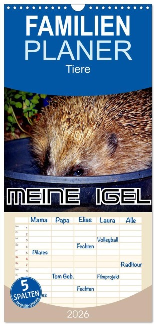 Familienplaner 2026 - Meine Igel mit 5 Spalten (Wandkalender, 21 x 45 cm) CALVENDO - Henning von Löwis of Menar