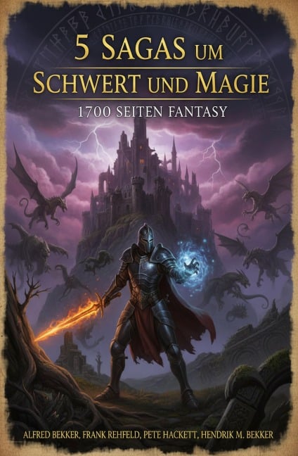 5 Sagas um Schwert und Magie: 1700 Seiten Fantasy - Alfred Bekker, Frank Rehfeld, Hendrik M. Bekker, Pete Hackett