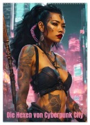 Cover-Bild zum Titel 'Die Hexen von Cyberpunk City (Wandkalender 2026 DIN A2 hoch), CALVENDO Monatskalender' von 'Sabine Heiland'