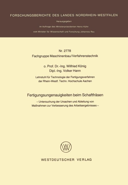 Fertigungsungenauigkeiten beim Schaftfräsen - Wilfried König