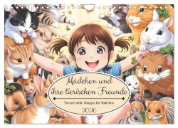 Mädchen und ihre tierischen Freunde - Tierisch süße Mangas für Mädchen (Wandkalender 2026 DIN A4 quer), CALVENDO Monatskalender - Melissa Blohm