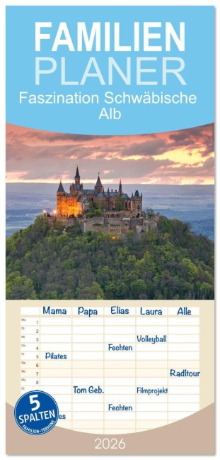 Familienplaner 2026 - Faszination Schwäbische Alb mit 5 Spalten (Wandkalender, 21 x 45 cm) CALVENDO - Jiri Viehmann