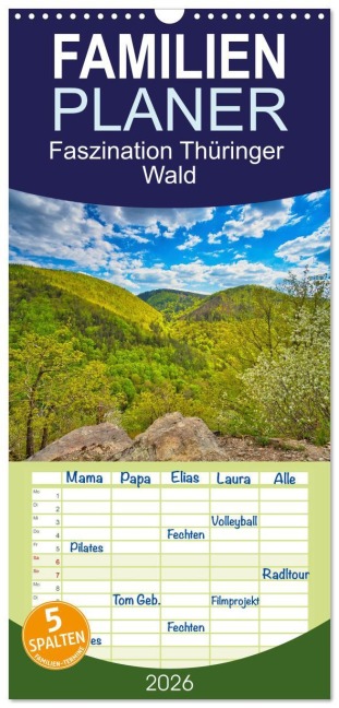 Familienplaner 2026 - Faszination Thüringer Wald mit 5 Spalten (Wandkalender, 21 x 45 cm) CALVENDO - Torsten Irmer