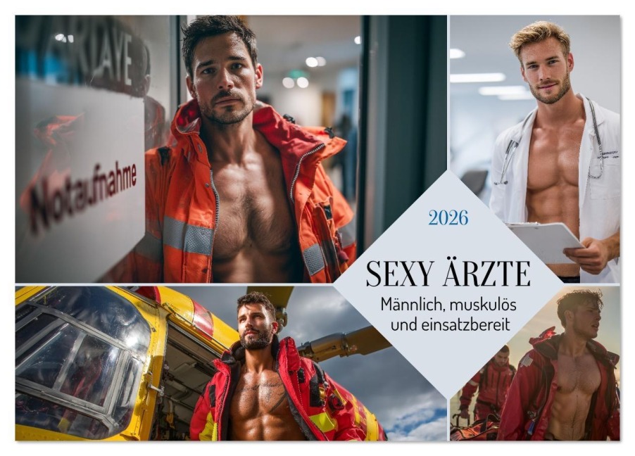 SEXY ÄRZTE - Männlich, muskulös und einsatzbereit (Tischkalender 2026 DIN A5 quer), CALVENDO Monatskalender - Mb Fotografie