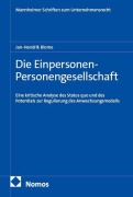 Cover-Bild zum Titel 'Die Einpersonen-Personengesellschaft' von 'Jan-Hendrik Blome'