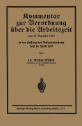Cover-Bild zum Titel 'Kommentar zur Verordnung über die Arbeitszeit' von 'Arthur Nikisch'