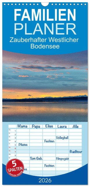 Familienplaner 2026 - Zauberhafter Westlicher Bodensee mit 5 Spalten (Wandkalender, 21 x 45 cm) CALVENDO - Friedrich Pries