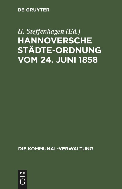 Hannoversche Städte-Ordnung vom 24. Juni 1858 - 
