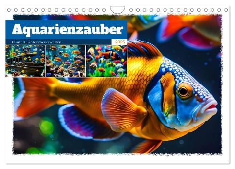 Aquarienzauber - Bunte KI Unterwasserwelten (Wandkalender 2025 DIN A4 quer), CALVENDO Monatskalender - Fred Schimak