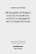 Cover-Bild zum Titel 'Die Rezeption der Psalmen in den Qumranschriften, bei Philo von Alexandrien und im Corpus Paulinum' von 'Christiane Böhm'