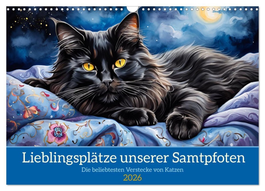 Lieblingsplätze unserer Samtpfoten (Wandkalender 2026 DIN A3 quer), CALVENDO Monatskalender - Claudia Kleemann