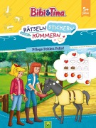 Cover-Bild zum Titel 'Bibi & Tina: Rätseln Stickern Kümmern: Pflege Fohlen Felix!' von 'Schwager & Steinlein Verlag'