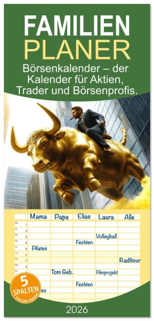 Familienplaner 2026 - Börsenkalender - der Kalender für Aktien, Trader und Börsenprofis. mit 5 Spalten (Wandkalender, 21 x 45 cm) CALVENDO - Mb Fotografie