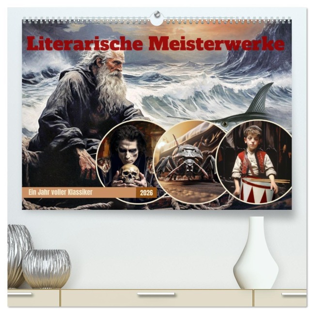 Literarische Meisterwerke (hochwertiger Premium Wandkalender 2026 DIN A2 quer), Kunstdruck in Hochglanz - Digitaldreamweaver Simone Hug