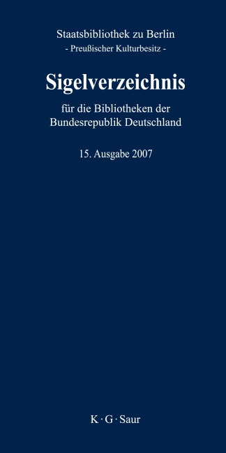 Sigelverzeichnis für die Bibliotheken der Bundesrepublik Deutschland - 