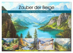 Cover-Bild zum Titel 'Zauber der Berge. Malerische Naturwunder in Öloptik (Wandkalender 2026 DIN A2 quer), CALVENDO Monatskalender' von 'Rose Hurley'