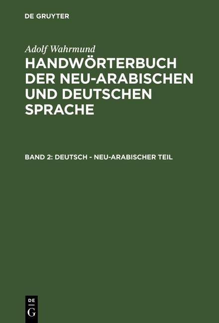 Deutsch - neu-arabischer Teil - Adolf Wahrmund