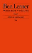 Cover-Bild zum Titel 'Warum hassen wir die Lyrik?' von 'Ben Lerner'