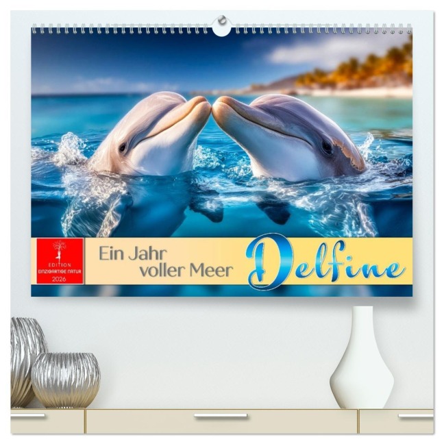 Delfine - ein Jahr voller Meer (hochwertiger Premium Wandkalender 2026 DIN A2 quer), Kunstdruck in Hochglanz - Roder Roder