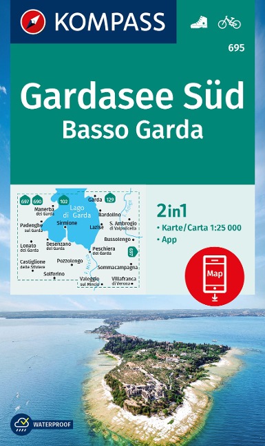 KOMPASS Wanderkarte 695 Gardasee Süd, Basso Garda 1:25.000 - 