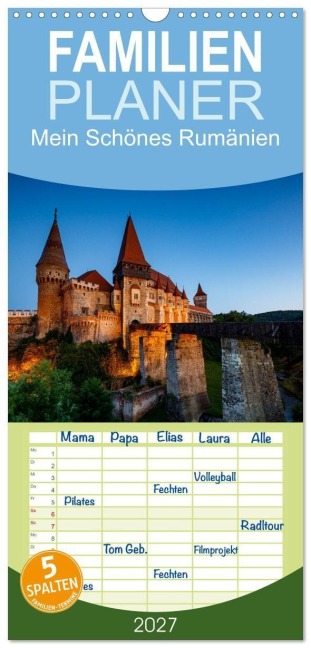 Familienplaner 2027 - Mein Schönes Rumänien mit 5 Spalten (Wandkalender, 21 x 45 cm) CALVENDO - Roland Brack