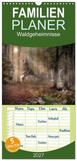 Familienplaner 2027 - Waldgeheimnisse mit 5 Spalten (Wandkalender, 21 x 45 cm) CALVENDO - Simone Wunderlich