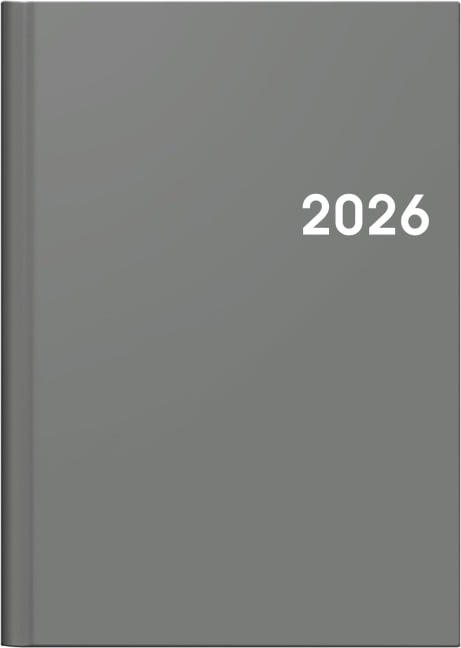 BRUNNEN 1079661636 | Buchkalender Mod. 796 2026 | A5, Kunststoff, grau - 