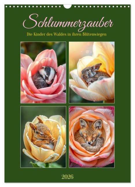 Schlummerzauber - Die Kinder des Waldes in ihren Blütenwiegen (Wandkalender 2026 DIN A3 hoch), CALVENDO Monatskalender - Fred Schimak