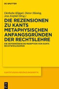Cover-Bild zum Titel 'Die Rezensionen zu Kants Metaphysischen Anfangsgründen der Rechtslehre' von ''
