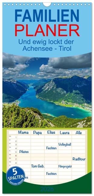 Familienplaner 2026 - Und ewig lockt der Achensee - Tirol mit 5 Spalten (Wandkalender, 21 x 45 cm) CALVENDO - Susan Michel