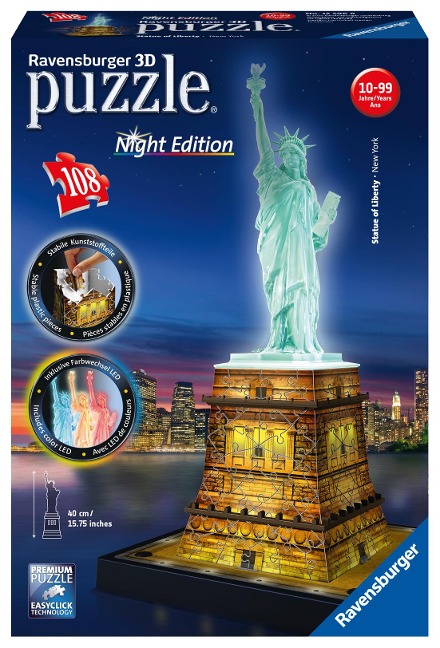 Freiheitsstatue bei Nacht. 3D Puzzle 108 Teile - 