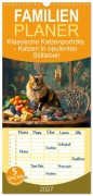 Cover-Bild zum Titel 'Familienplaner 2027 - Klassische Katzenporträts - Katzen in opulenten Stillleben mit 5 Spalten (Wandkalender, 21 x 45 cm) CALVENDO' von 'Anja Frost'