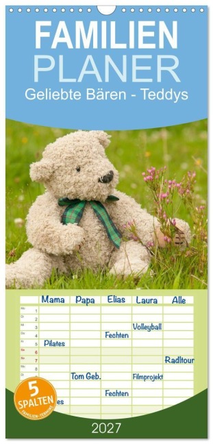 Familienplaner 2027 - Geliebte Bären - Teddys mit 5 Spalten (Wandkalender, 21 x 45 cm) CALVENDO - Meike Bölts