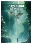 Cover-Bild zum Titel 'Sagenland der Drachen (Wandkalender 2027 DIN A2 hoch), CALVENDO Monatskalender' von 'Liselotte Brunner-Klaus'