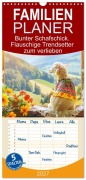 Cover-Bild zum Titel 'Familienplaner 2027 - Bunter Schafschick. Flauschige Trendsetter zum verlieben mit 5 Spalten (Wandkalender, 21 x 45 cm) CALVENDO' von 'Rose Hurley'