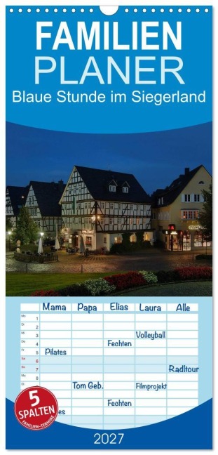 Familienplaner 2027 - Blaue Stunde im Siegerland mit 5 Spalten (Wandkalender, 21 x 45 cm) CALVENDO - Schneider Foto Alexander Schneider