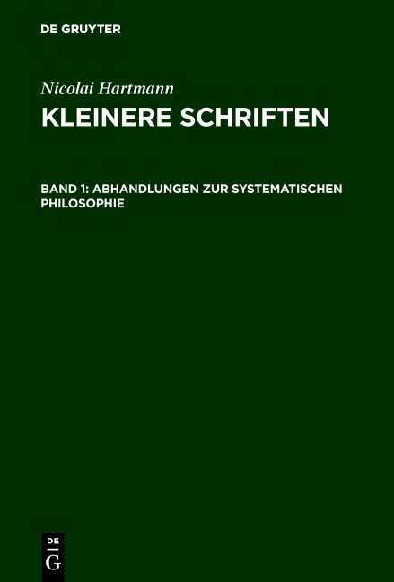 Abhandlungen zur systematischen Philosophie - Nicolai Hartmann