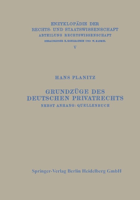 Grundzüge des deutschen Privatrechts - Hans Planitz