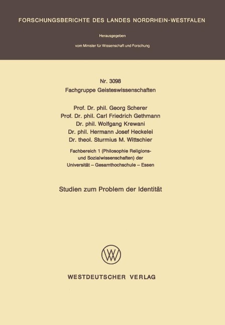 Studien zum Problem der Identität - Georg Scherer